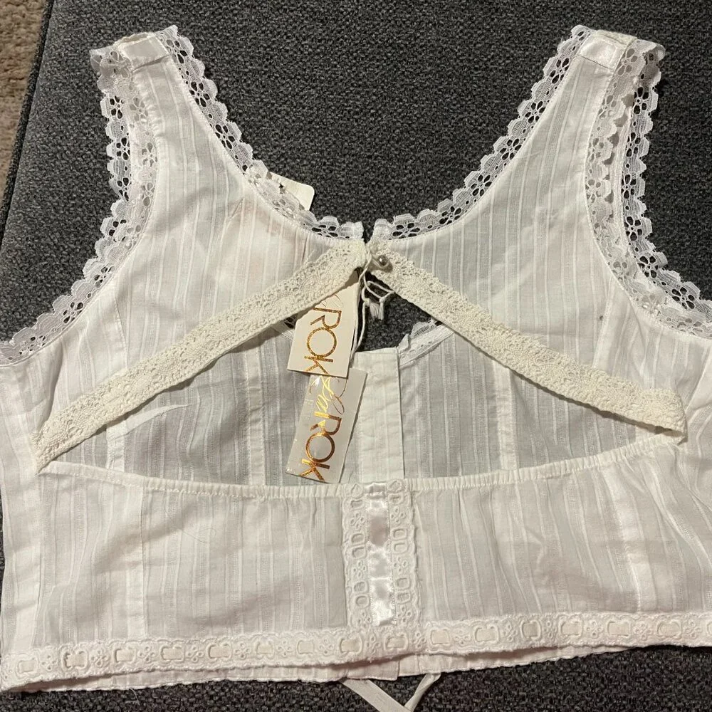 Vintage NVT Romantic Crop Top LaROK With Lace and Open Back. S -M - Picture 8 of 11